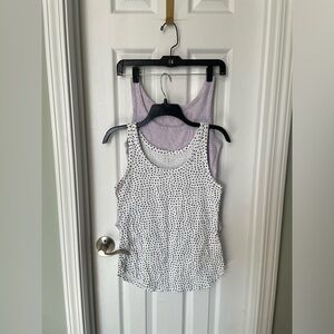 LOFT lot of 2 cotton tank tops - black and white polka dot and lavender